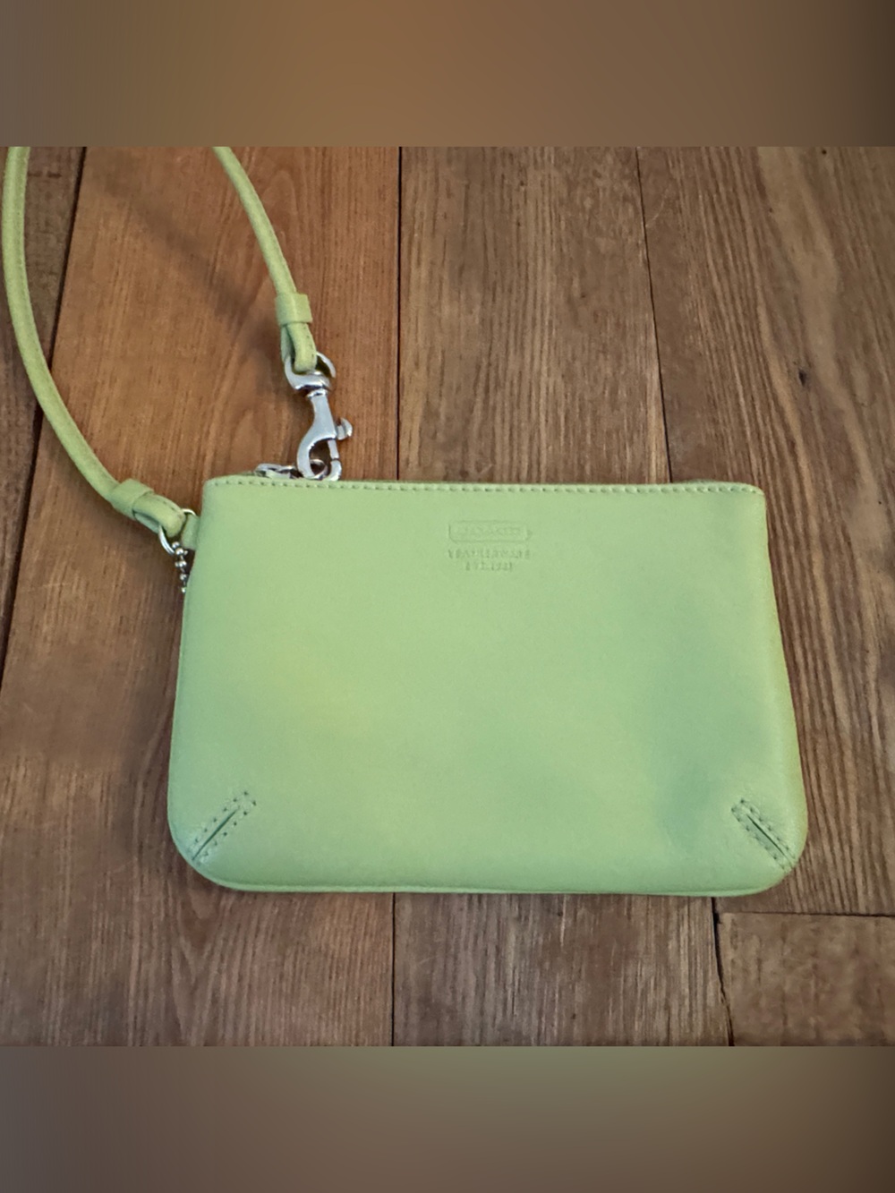 Coach Lime Green Leather Wristlet
